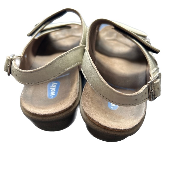 Wolky Leather Sandals 2 Strap Comfort Hook & Loop Beige Size 41 US Size 9 1/2 - Picture 5 of 8